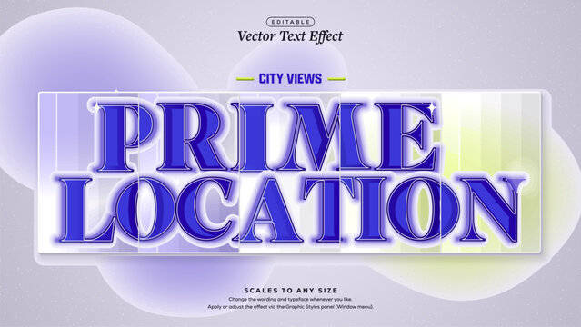 Prime Location Royal Blue Serif Text Effect Behind Frosted Glass