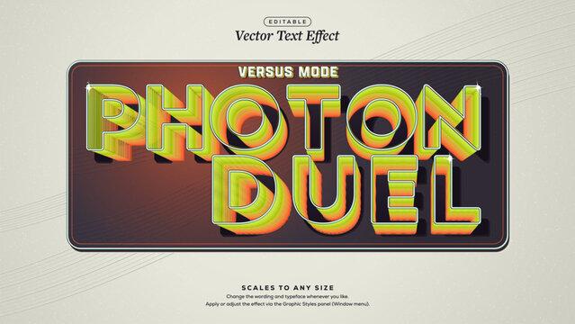 Photon Duel Arcade Game Text Effect with Lime and Orange Line Depth