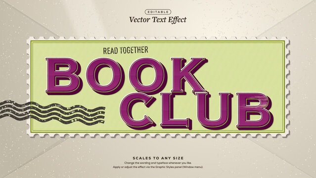 Book Club Plum Purple Serif Text Effect on Lime Green Stamp