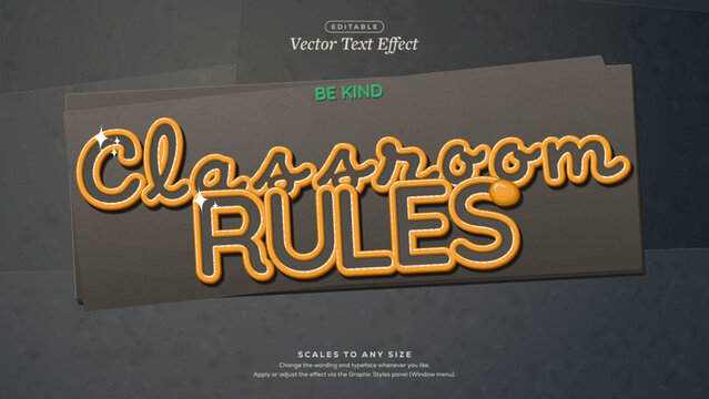 Classroom Rules Text Effect in Hollow Ochre Puff Paint on Gray Card