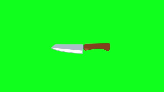Animated Colorful Knife Icon on Green Screen Background