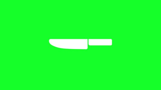 Animated White Knife Icon on Green Screen Background