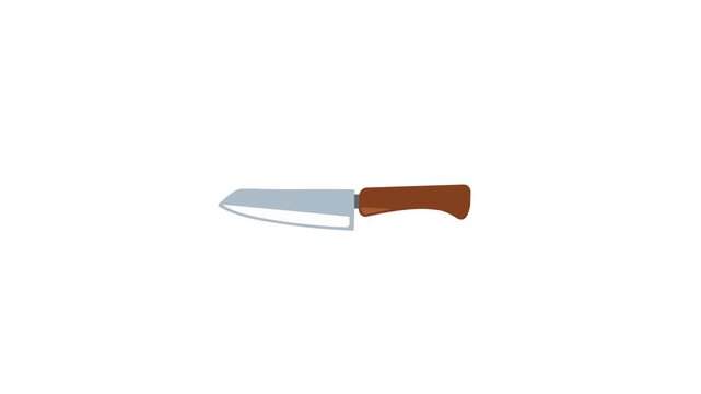 Animated Colorful Knife Icon on White Background