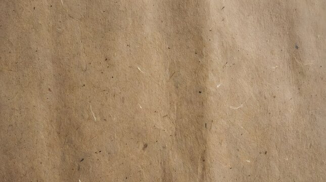 Closeup texture of brown recycled craft paper with visible fibers and natural imperfections, creating a rustic and organic background surface