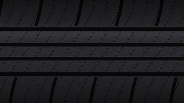Detailed close-up of a black car tire tread pattern with parallel grooves.