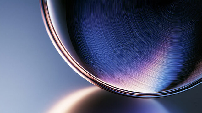 Abstract Futuristic Brushed Metal Sphere with Colorful Reflections