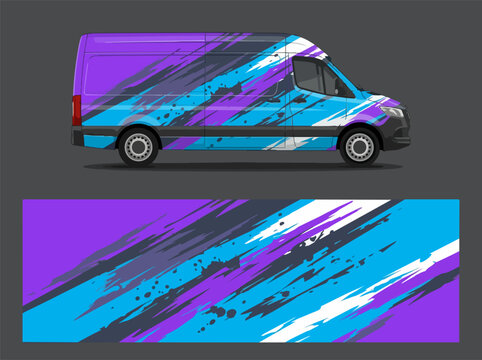 colorful abstract van side view design