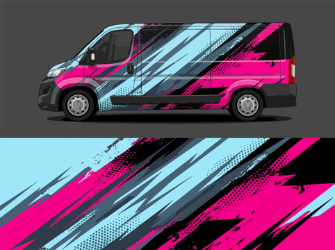 colorful abstract van with geometric pattern