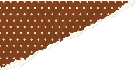 Brown ripped paper corner banner with white polka dot pattern © TsaProjects