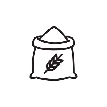 Minimalist bold line icon of a packaged flour bag for baking isolated on white background. 