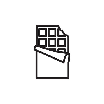 Minimalist bold line icon of an open chocolate box bar isolated on white background.
