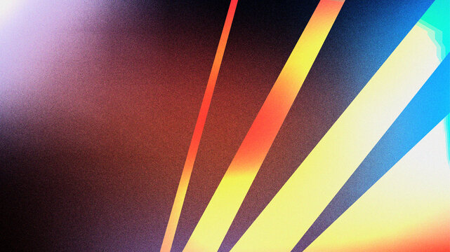 Illustration background with yellow and orange gradient stripe shape and black background. Grunge, noisy, and grainy textured background. Modern and minimal copy space background.