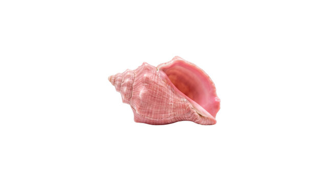 Pink Conch Seashell with Spiral Texture and Open Cavity PNG Isolated on transparent background