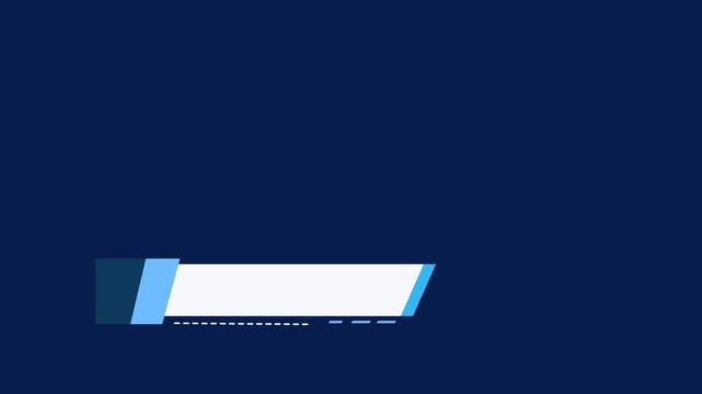 Modern lower third animation featuring an angular blue and cyan nameplate, white diagonal accent, and fine dotted underline on a transparent  background, ideal for video titles, speaker introductions