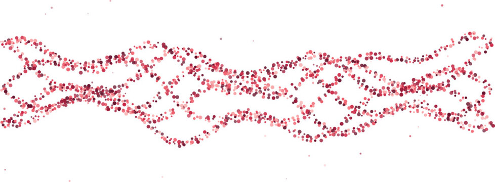 Delicate rose gold glitter strands on white background with selective focus and bokeh effect