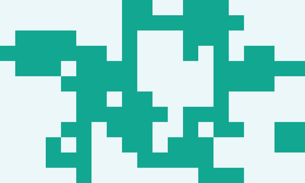 Teal abstract geometric pattern on light blue background with digital grid texture