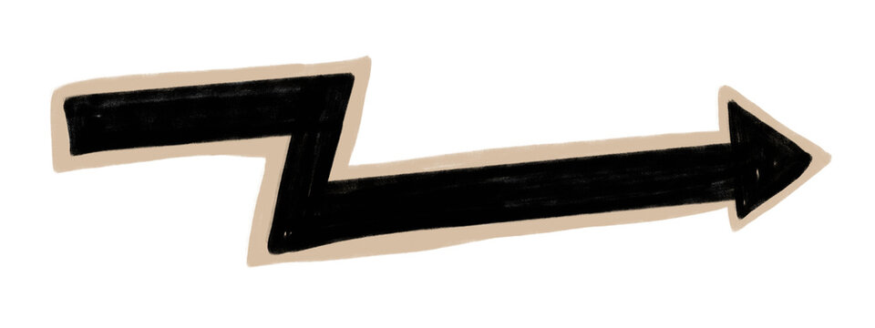 Hand drawn zigzag arrow transparent background PNG.