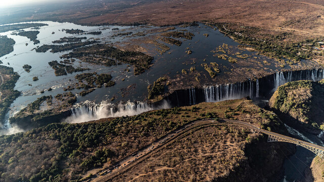 Closeup of the Victoria falls, on the Zimbabwe Zambia Border.