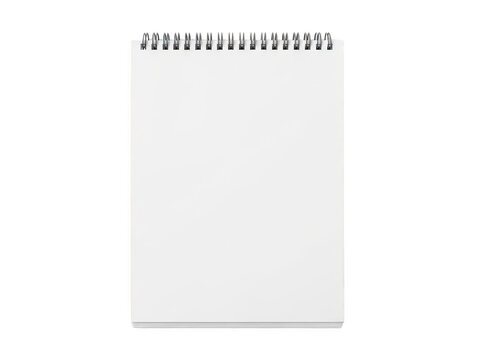 Blank spiral notepad with white paper sheets isolated on transparent background