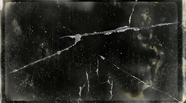 Dark grunge texture with scratched graphite surface and vintage film dust overlay effect.
