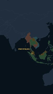 Animated map zooming from the globe to Sumatra, Malaysia and Singapore