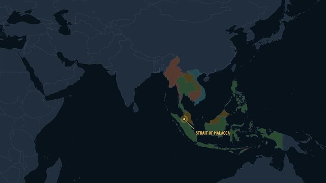 Animated map zooming from the globe to Sumatra, Malaysia and Singapore