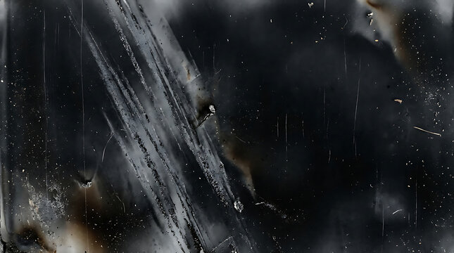Abstract dark graphite texture with scratched surface and smoky distressed overlay effect