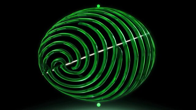 Green fingerprint motif with a pale scan line on black
