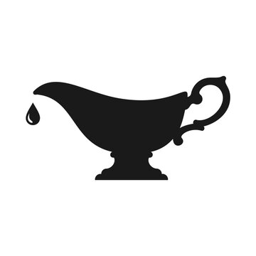Vintage gravy boat silhouette with a single dripping drop vector illustration