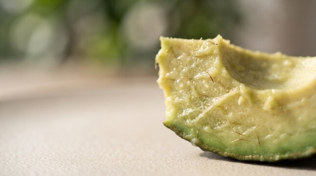 Close-up of avocado flesh and oil droplets for organic food blogs and cosmetic packaging design