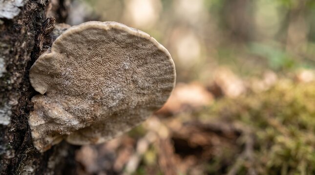 Bracket fungus spores for nature education and biological textbook illustrations