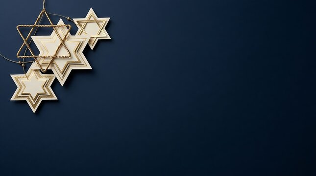 A beautiful hanukkah background featuring golden stars of david against a deep navy blue backdrop