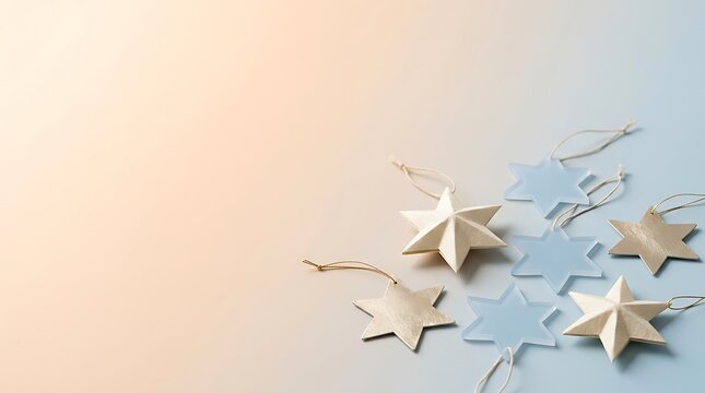 A beautiful hanukkah background featuring golden menorahs and a soft pastel color scheme