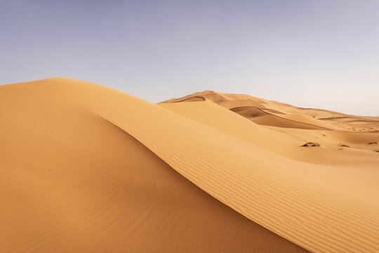 Sand dunes in the desert, dune landscape Erg Chebbi, Merzouga, Sahara, Morocco