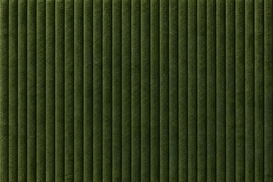 Olive corduroy fabric with broad parallel raised ribs