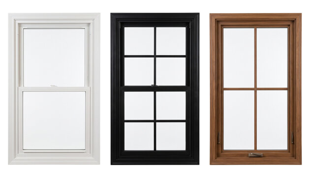 Three Different Window Frame Styles Showing Modern Designs transparent background