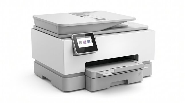 Modern multifunction office printer with advanced document printing, scanning, and copying features. Essential professional equipment for efficient operation in contemporary work environments