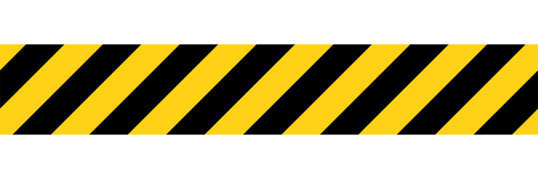 Caution tape. Warning tape with seamless black and yellow diagonal stripes for construction hazard and danger zone border sign. Transparent vector and PNG