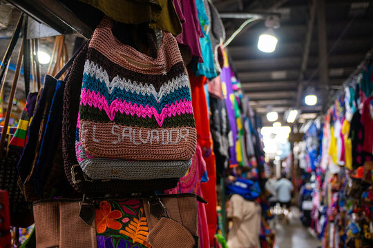 Handmade Knitted Bag from El Salvador on Display at a Market