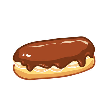 Chocolate eclair with cream vector illistration