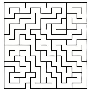 Square maze with black lines on white background