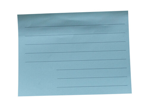 Blank blue lined note paper with horizontal writing lines isolated on transparent background