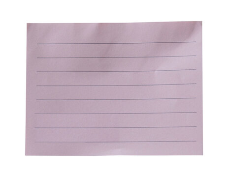 Blank pink lined note paper with horizontal writing lines isolated on transparent background