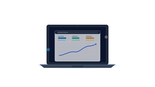 Digital Marketing Campaign Laptop Dashboard Motion Graphic Animation