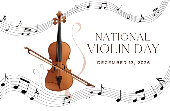 Classic wooden violin with musical notes swirling against a crisp white background string instrument musician symphony orchestra classical creative isolated composition acoustic