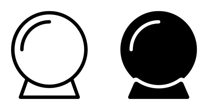 Crystal ball icons set, fortune telling and magic symbol