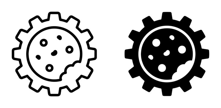 Cogwheel with bite mark, industry and technology icon