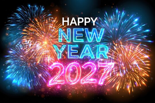 Brilliant fireworks illuminate the sky to celebrate the upcoming year.