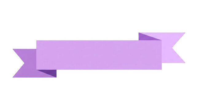 Purple ribbon banner with pointed ends, perfect for graphic design overlays and creative projects.