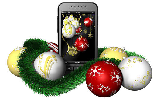 PNG. Trasparente. Natale. Prodotti informatica con decorazione natalizia. Smartphone Natale.